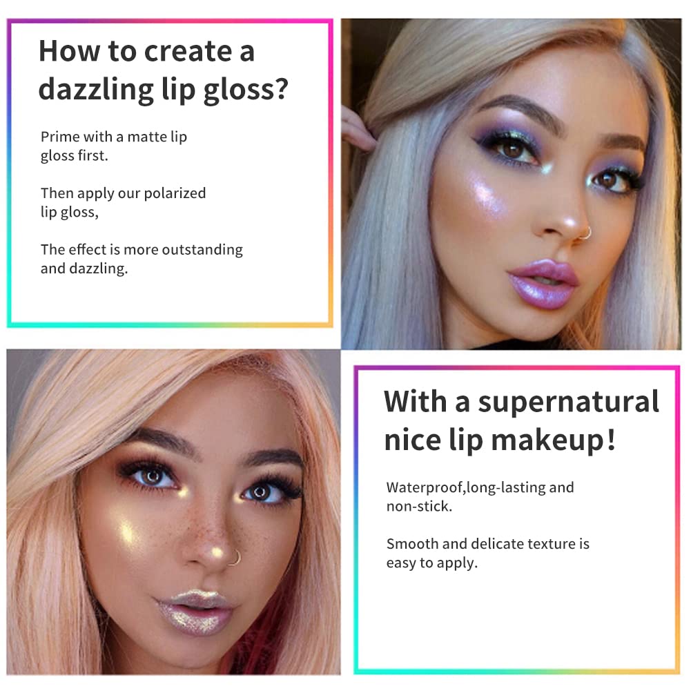 Waterproof Moisturizing Lip Gloss Set - Shiny Glossy Lipstick with Holder for Women & Girls (4 Colors) - Perfect for Daily Wear, Parties & Makeup Gifts