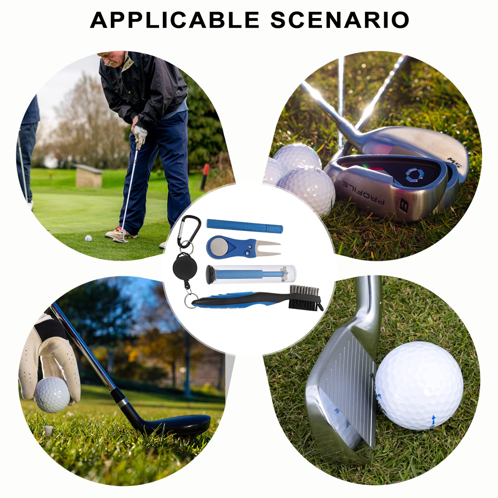 LIOOBO Golf Club Cleaner - Retractable Double Sided Brush for Golf Club Cleaning | Golf Cleaning Tool & Accessories | Perfect for On-Course Cleaning, Driving Range Maintenance & Home Golf Equipment Care
