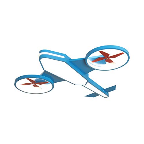 Modern LED Propeller Airplane Ceiling Light - Blue Metal Flush Mount Lamp for Kids Bedroom, Boys Room & Nursery - 31