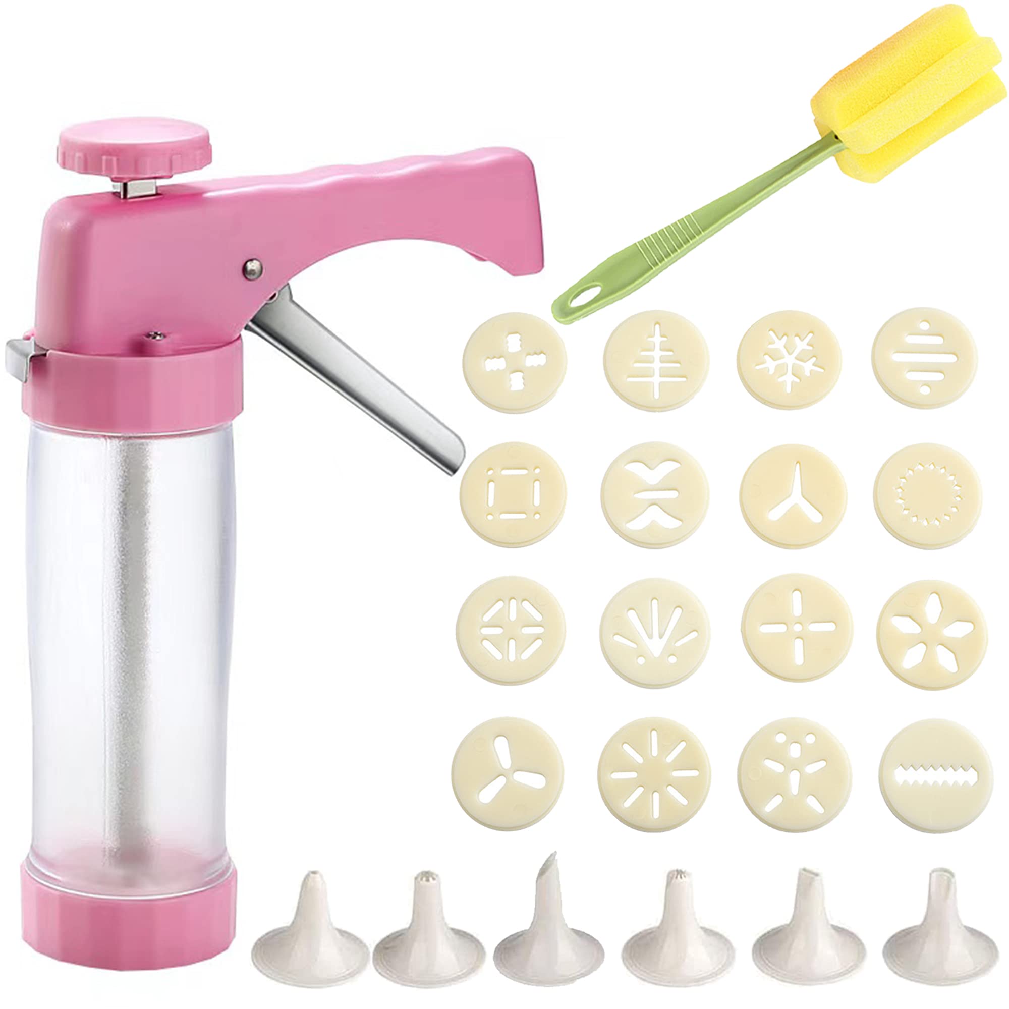 Cookie Press Gun Kit - 16 Cookie Discs & 6 Nozzles for Baking | DIY Biscuit & Churro Maker Set | Perfect for Holiday Cookies, Party Treats & Home Baking