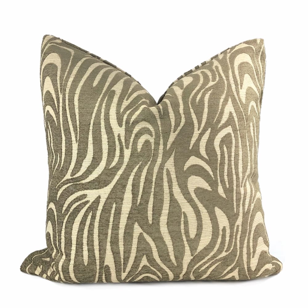 Soft Chenille Pillow Cover with Saber Brown Beige Animal Stripe Design - Cozy Home Decor for Living Room, Bedroom & Sofa