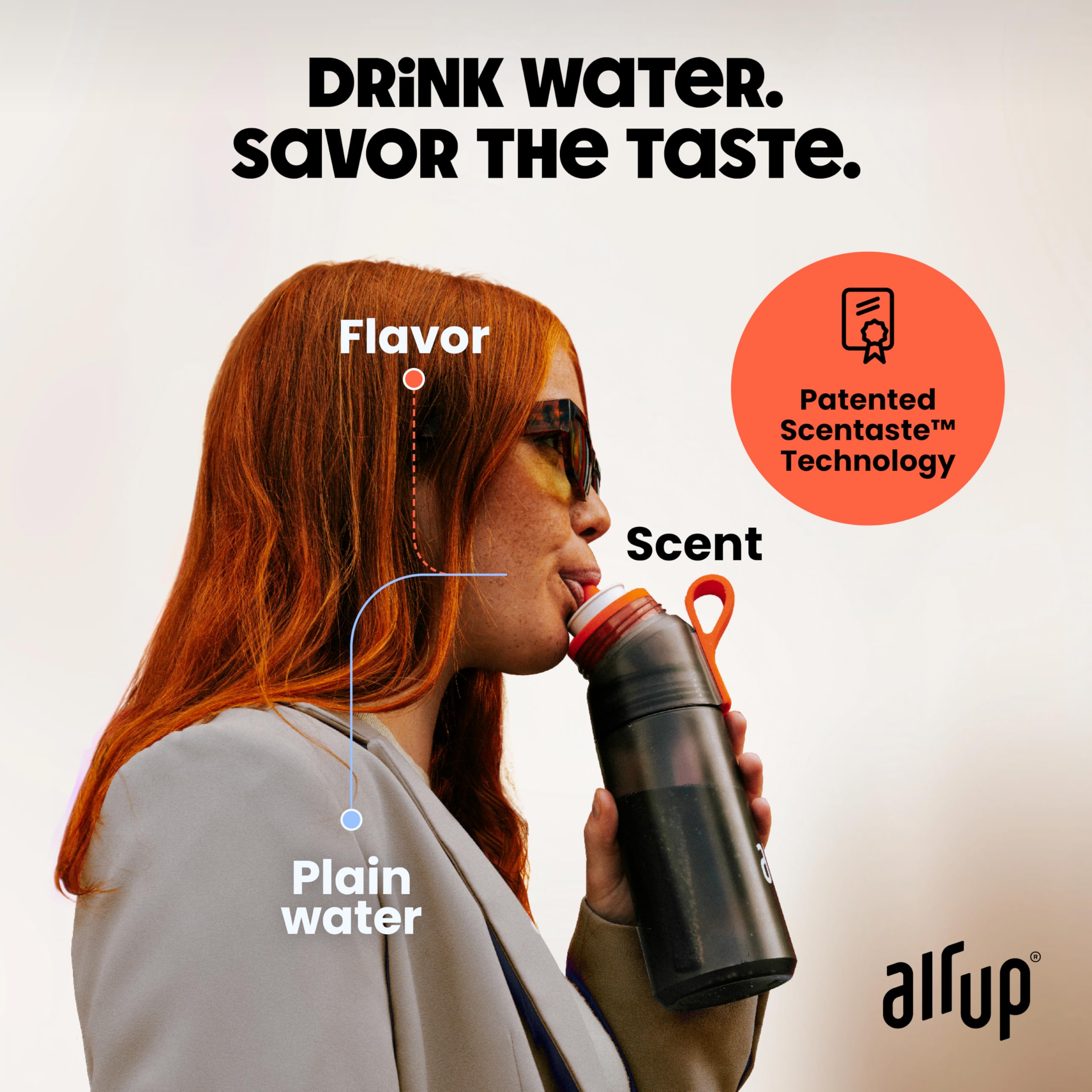 Air Up® 16oz Stainless Steel Black Water Bottle with Straw + 5 Flavor Pods (Sugar-Free) | Hydration Bottle for Gym, Hiking & Office | BPA-Free Flavored Water Bottle