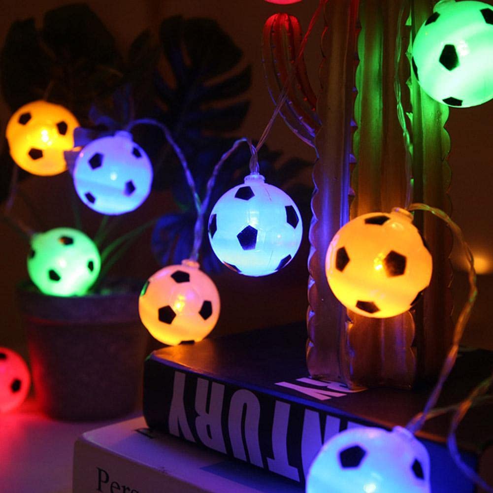 ZeroYoyo 10-Pack Battery Operated LED Soccer Ball Fairy Lights - 1.5M Indoor Football Garland for Bedroom, Home Decor, Theme Parties & Christmas Decorations - Perfect for Kids' Rooms, Game Nights and Sports-Themed Events