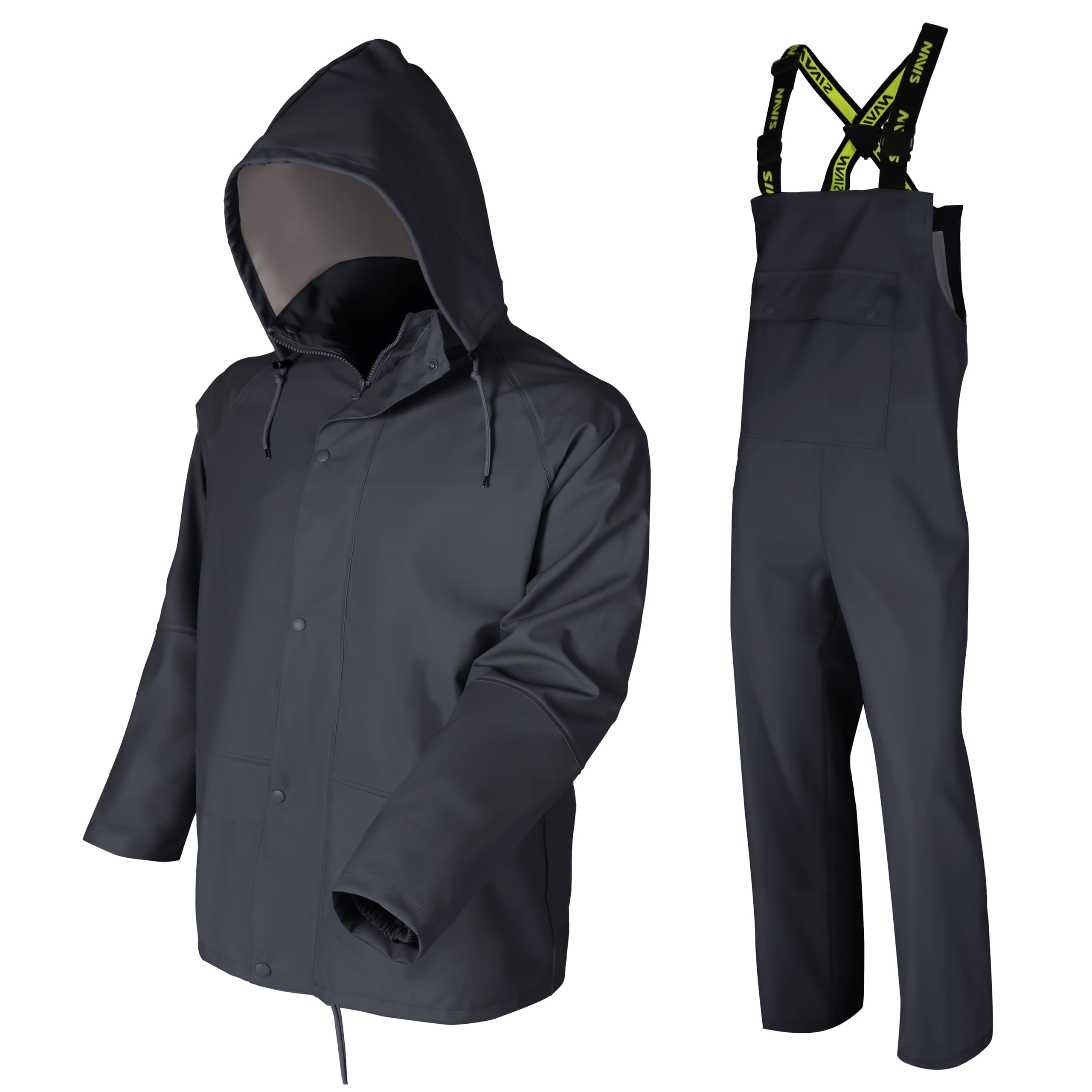 Men's Waterproof Workwear Rain Suit Set - PRO Jacket & Bib Overalls for Outdoor Construction, Fishing & Heavy Duty Protection | All-Weather Safety Gear for Roofing, Landscaping & Industrial Work