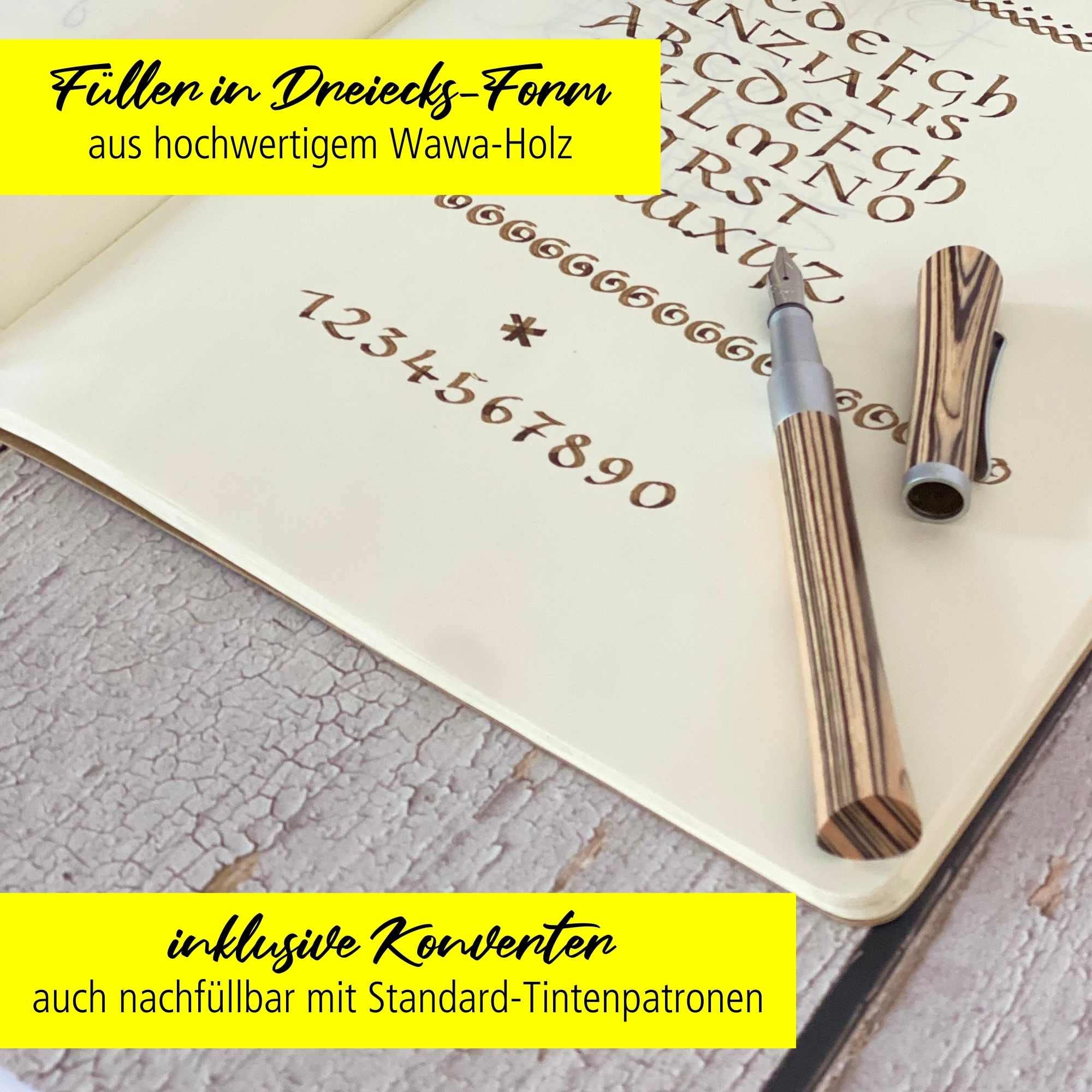 Premium German Newood Calligraphy Set in Elegant Bamboo Box - Includes 0.8mm & 1.8mm Nibs, Ink Bottle with Rich Brown Ink, Converter - Perfect for Wedding Invitations, Art Projects & Hand Lettering Practice