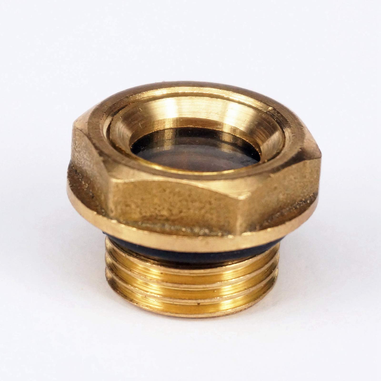 Brass Oil Level Sight Glass Window - M16x1.5mm Metric Male Hex Head for Air Compressor & Gearbox - Perfect for Industrial Machinery Monitoring