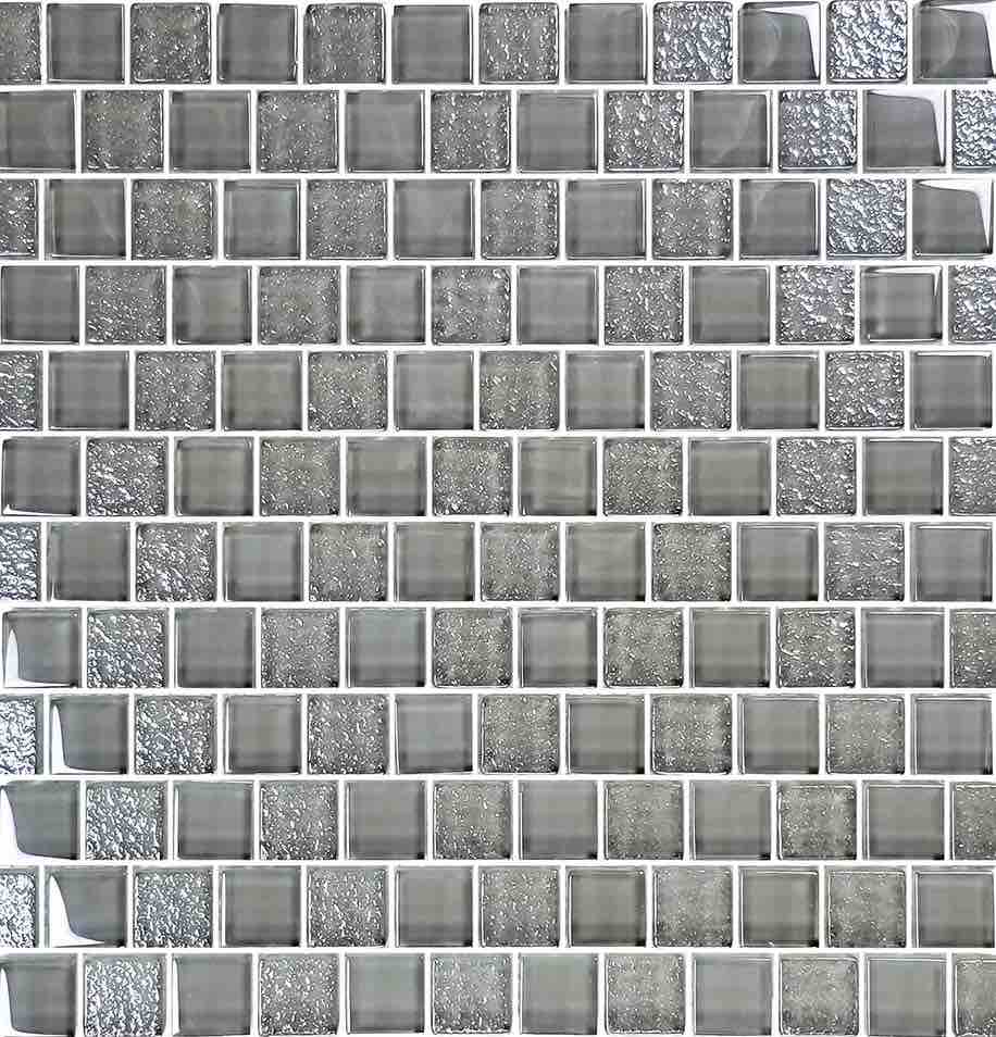 Glass Mosaic Tile Staggered Mirroring Grey 1x1 - Peel and Stick Backsplash for Kitchen, Bathroom & DIY Home Decor