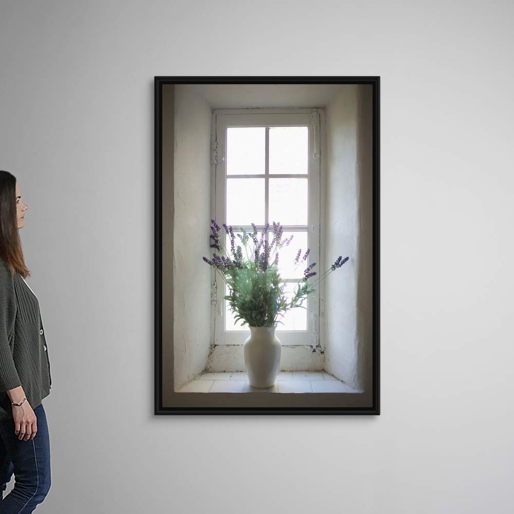Mediterranean Coast in Provence Black Float Frame Canvas Art - Coastal Photography Wall Decor for Living Room, Bedroom & Office