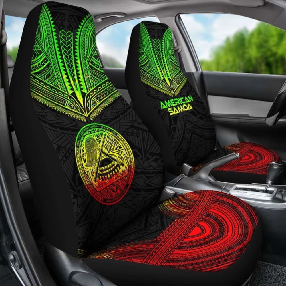 American Samoa Car Seat Cover with Polynesian Chief Tattoo Design - Reggae Style Car Accessories for Jeep, Truck & SUV - Durable & Stylish Seat Protector for Beach, Road Trips & Tropical Vibes