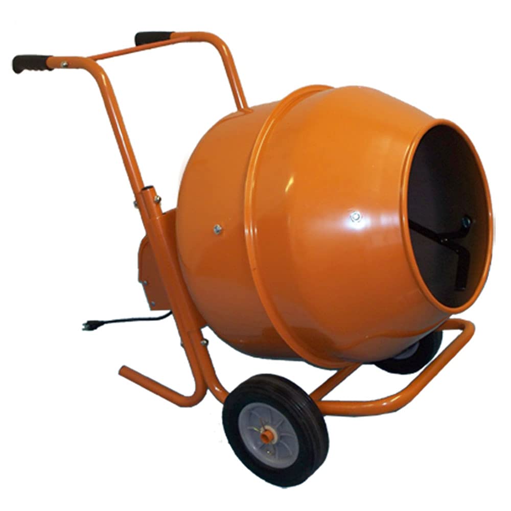 8 CU FT Wheelbarrow Portable Cement Concrete Mixer - Heavy Duty Construction, Gardening & DIY Projects for Home and Jobsite Use