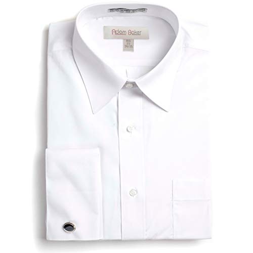 Adam Baker Men’s Big & Tall Long Sleeve Dress Shirt - Button Cuff & French Cuff Formal Solid Business Shirt for Office, Wedding & Special Occasions