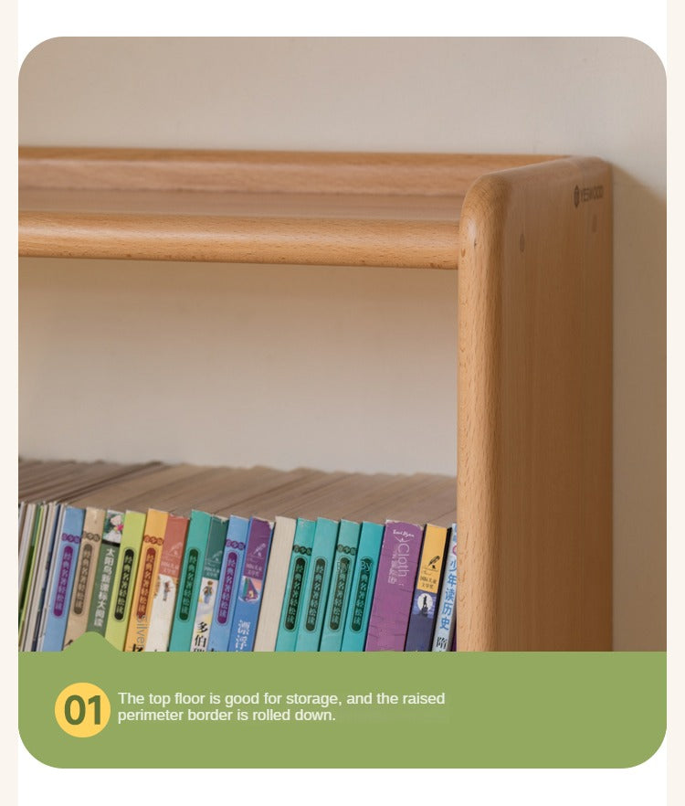 Solid Wood Beech Rubber Children's Study Desk with Bookshelf - Perfect for Kids' Bedroom, Homeschooling & Reading Nook