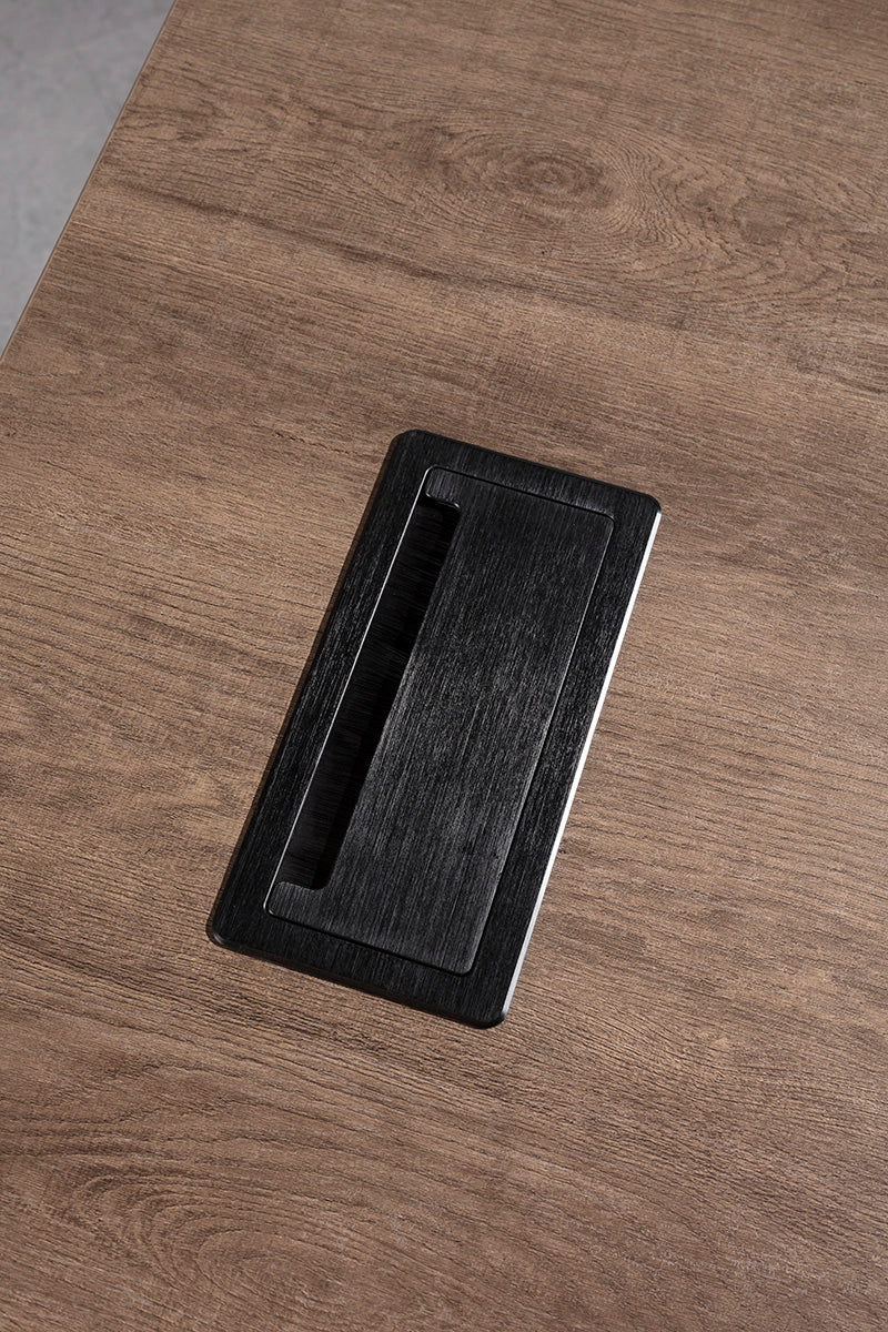 BALDER Executive Desk with Right Return 2.2-2.4M Warm Oak & Black - Modern Office Desk for Home & Business Workspace