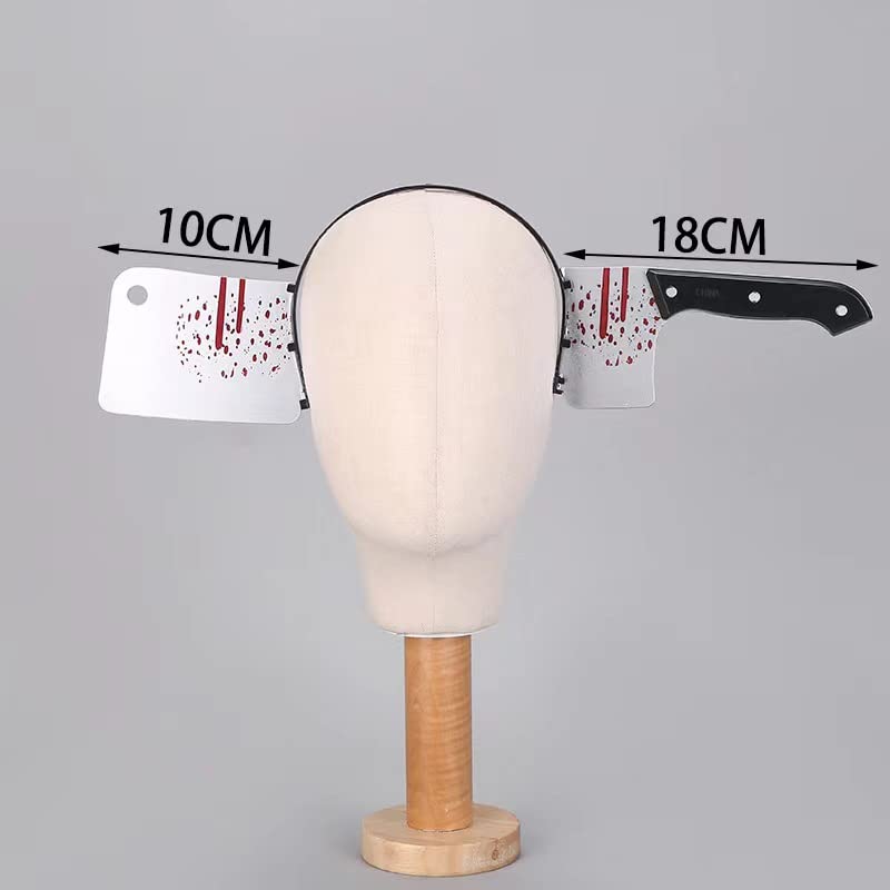 Scary Bloody Cleaver Headband - Halloween Horror Cosplay Prop, Funny Kitchen Knife Costume Accessory for Halloween Parties & Horror Themed Events