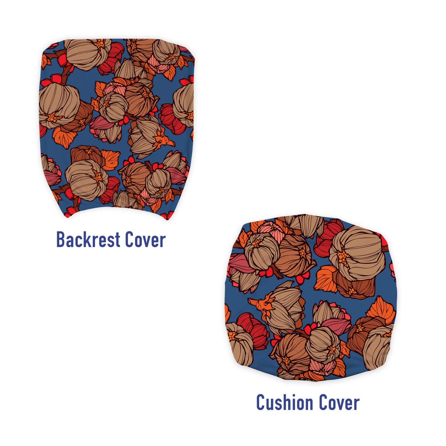 Ambesonne Floral Office Chair Slipcover - Modern Boho Print with Pastel Onion Flowers Pattern, Stretchable & Washable Fabric Cover, Standard Size (Blue/Brown) - Perfect for Home Office, Study Room & Boho Decor