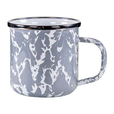 Vintage Grey Swirl Enamel Coffee Mugs - Set of 4 (12 oz Each) - Durable Camping & Outdoor Drinking Cups for Coffee, Tea, or Hot Chocolate - Perfect for Picnics, Hiking, and Home Use