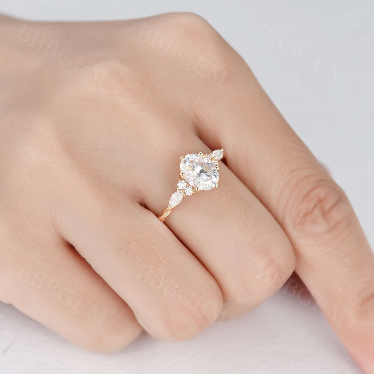 1.5CT Oval Cut Moissanite Engagement Ring with Marquise Accents - 14K/18K Twist Plain Gold Band Wedding Ring for Women, Perfect for Proposals, Anniversaries & Bridal Jewelry