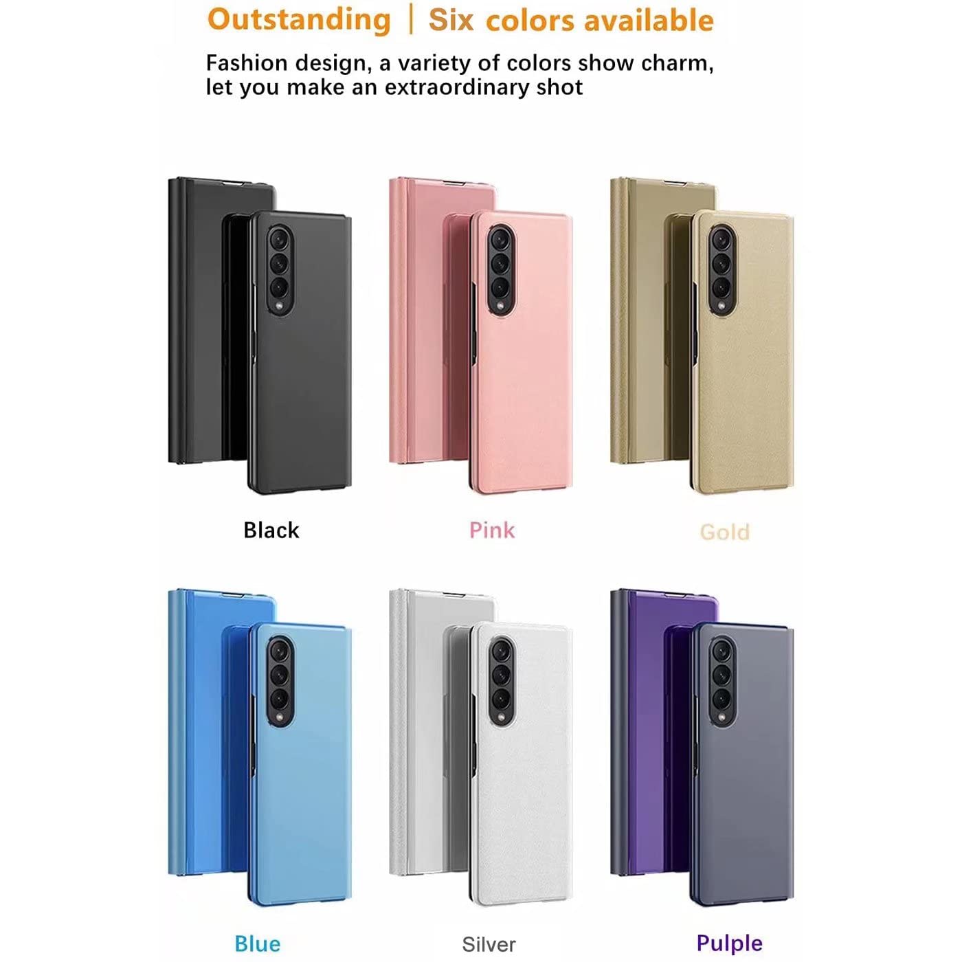 Xiaomi Mi Mix Fold Phone Case - Flip Mirror Stand Cover with Shockproof Protection, PC/PU Translucent Clear View Case for Xiaomi Mi Mix Fold (Black) - Perfect for Work, Travel & Daily Use