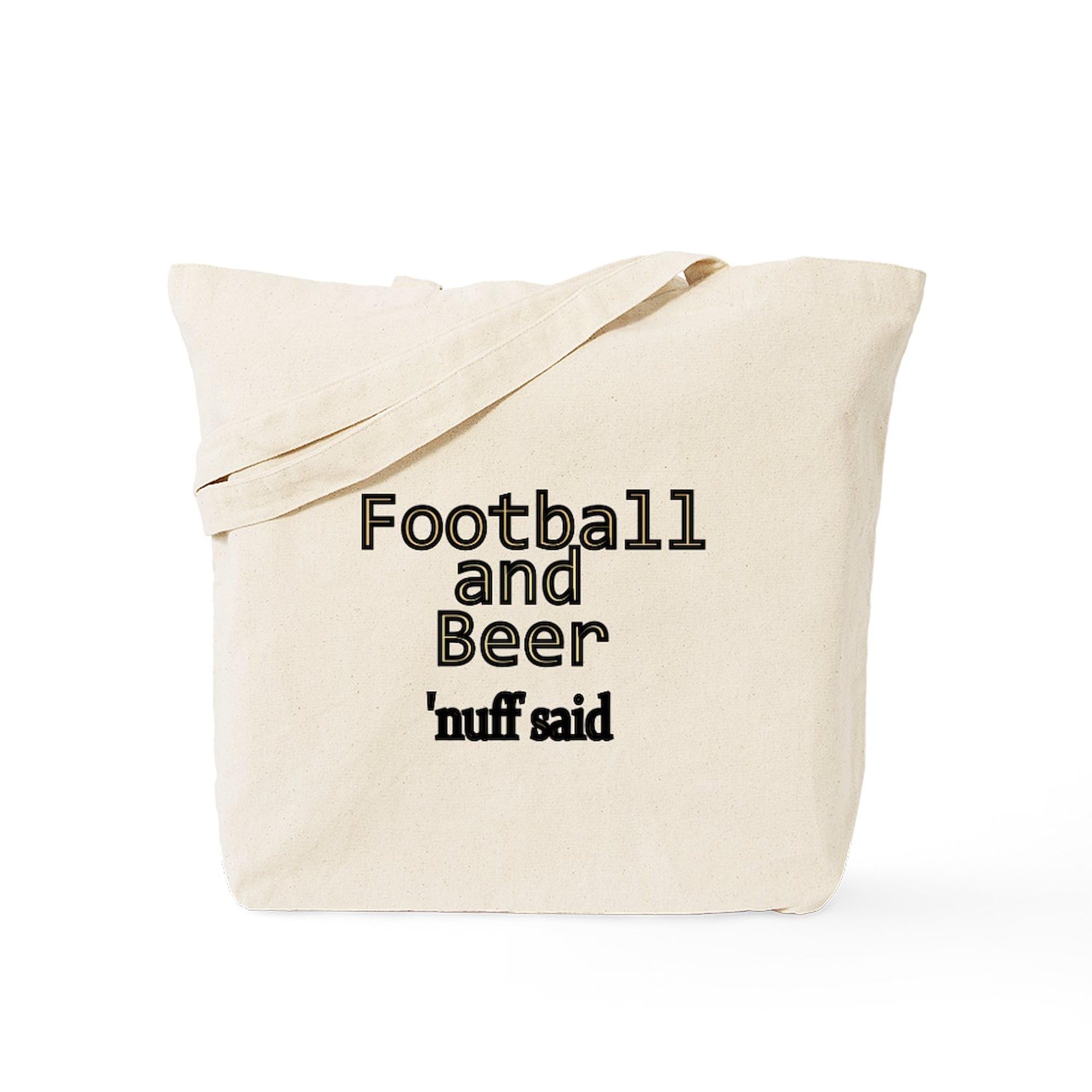 Football and Beer Tote Bag - Natural Canvas Reusable Shopping Bag for Groceries, Beach, and Sports Events | Eco-Friendly & Durable