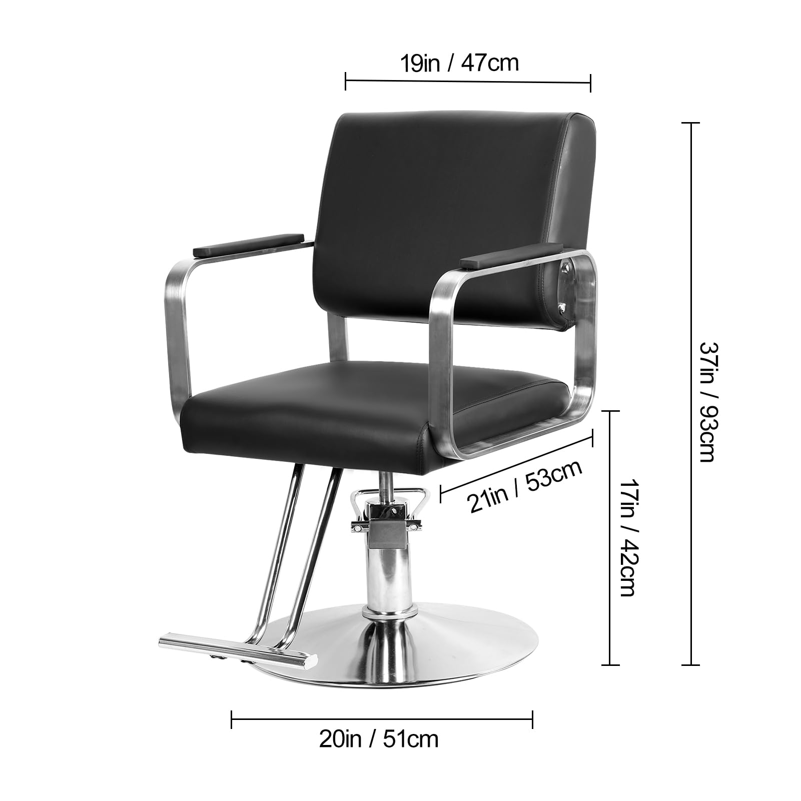 Professional Hydraulic Barber Chair for Salon & Home Use - Heavy Duty 330 lbs Capacity, Height Adjustable Styling Chair for Hairdressers, Beauty Spa & Barber Shops - Durable Black Salon Chair with Smooth Bearing System (Perfect for Hair Cutting, Styling, Shampooing & Beauty Treatments)