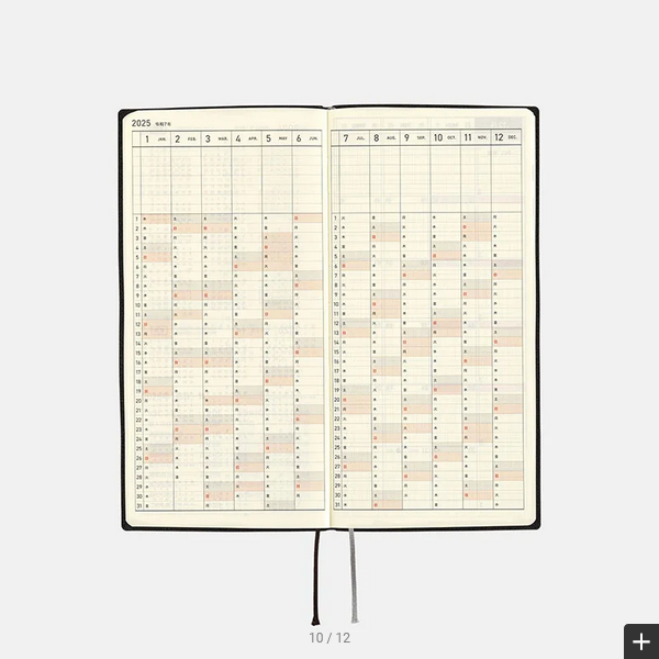 Hobonichi Techo 2025 Planner - Black Weeks Softcover, Weekly Horizontal Layout, English Edition (January Start, Monday Start) | Perfect for Journaling, Productivity & Daily Planning