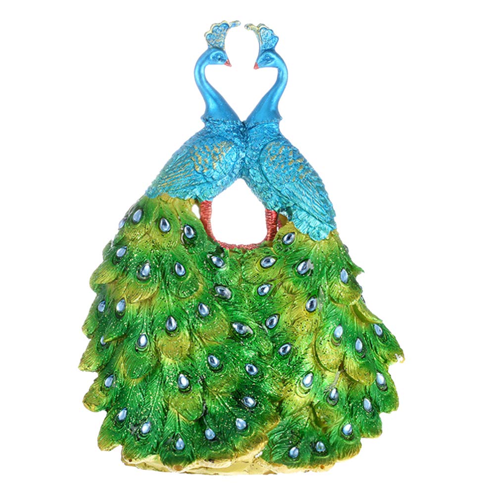 STOBOK Realistic Peacock Figurine - Handcrafted Resin Couple Peacock Statue, Elegant Tabletop Bird Sculpture for Home & Office Decor | Perfect Desk Ornament, Shelf Display, or Wedding Centerpiece (Green)
