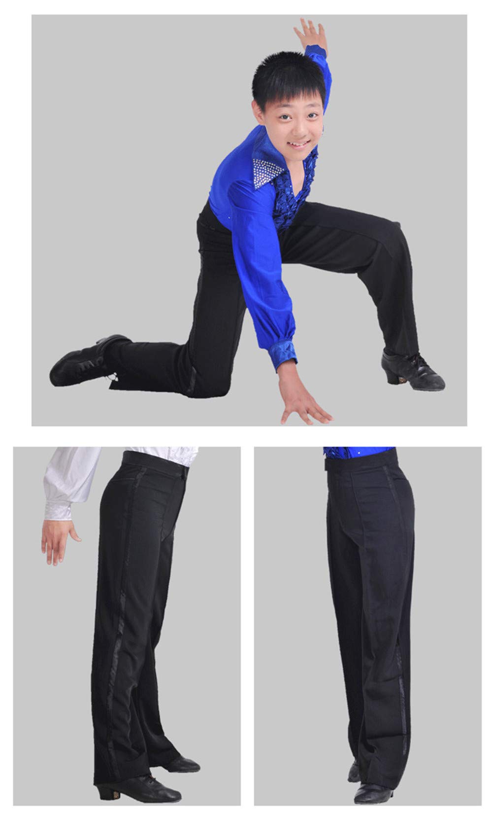 WENDYWU Men's Latin Dance Pants - Black Ballroom Competition & Practice Trousers for Rumba, Tango, Salsa | Professional Modern Dancewear for Performances & Training