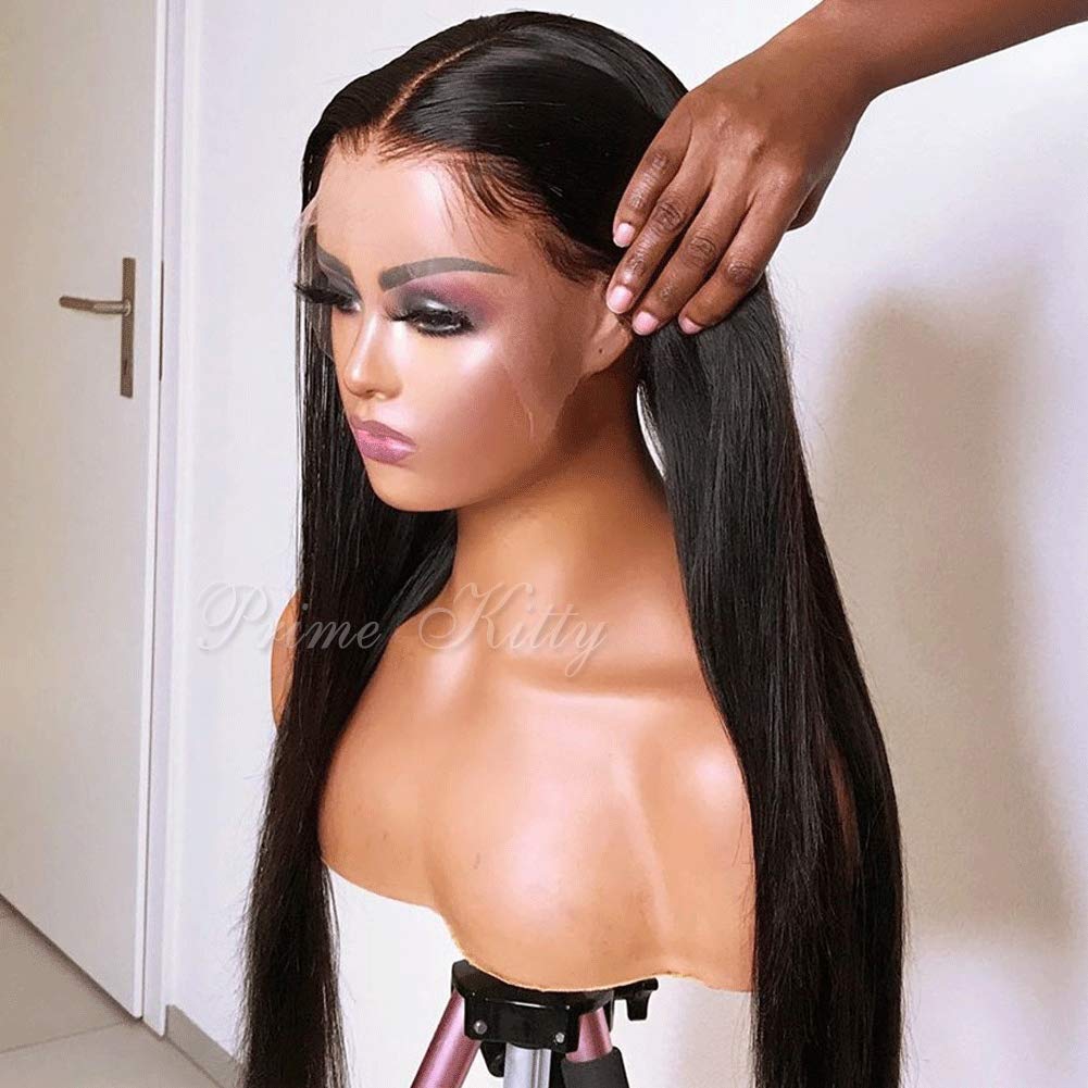 Silky Straight 150% Density 9A Remy Peruvian Human Hair Wig with Baby Hair - 12