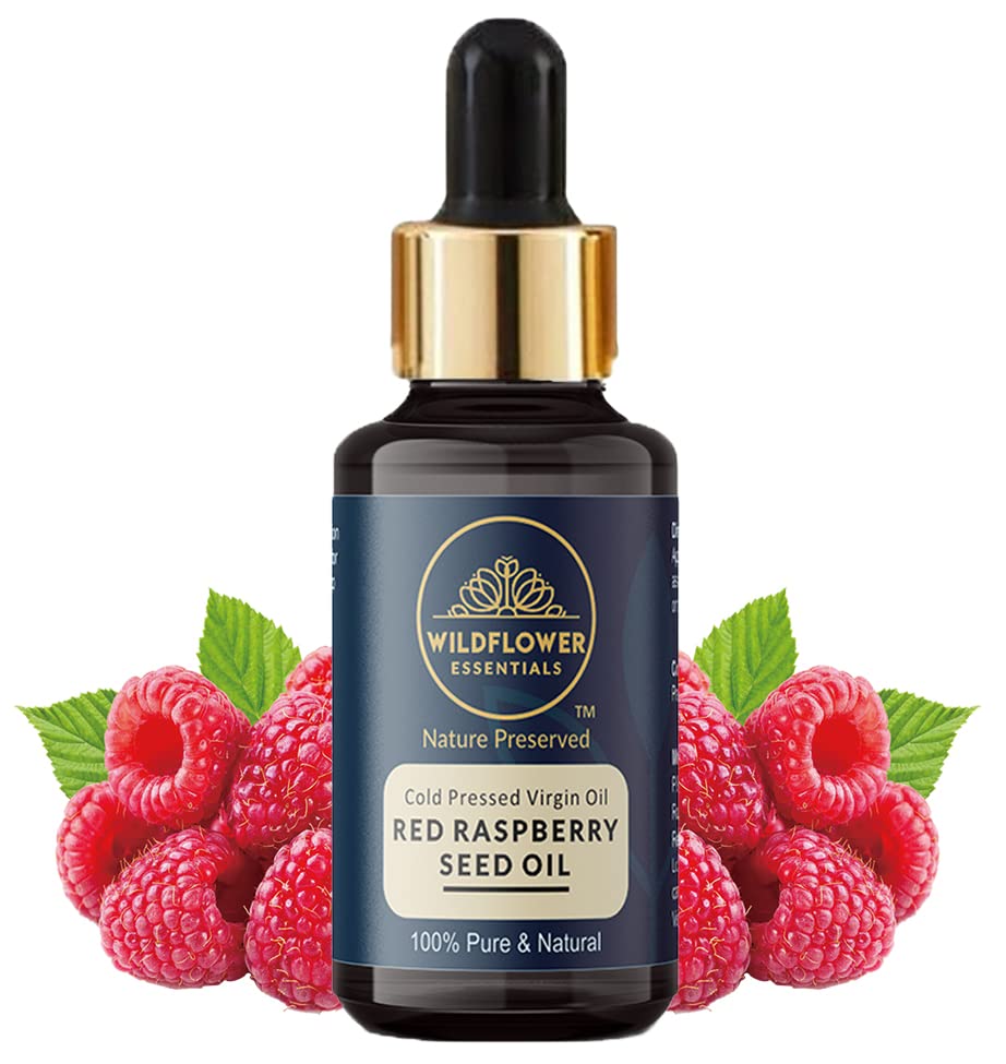 100% Pure Red Raspberry Seed Oil (Rubus idaeus) - Cold Pressed, Unrefined for Face, Skin, Hair & Body Care - 30ml - Wildflower Essentials - Perfect for Anti-Aging, Moisturizing & Natural Beauty Routine
