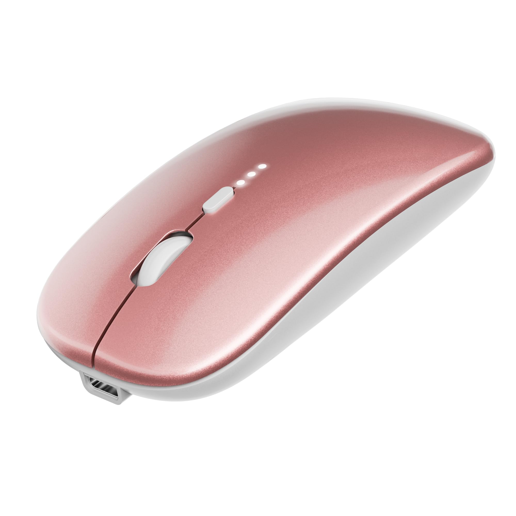 Ultra-Thin 2.4G Wireless Silent Mouse with USB Receiver - Rechargeable Ergonomic Office Mouse for Laptop, PC, MacBook, Notebook & Computer (Rose Gold) - Perfect for Home, Office & Travel Use
