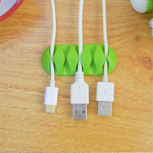 Bakeey 5-Slot Sticky Silicone Desktop Organizer - Earphone & USB Cable Holder for Desk, Office, Home, and Car Use - Perfect for Cable Management and Workspace Organization