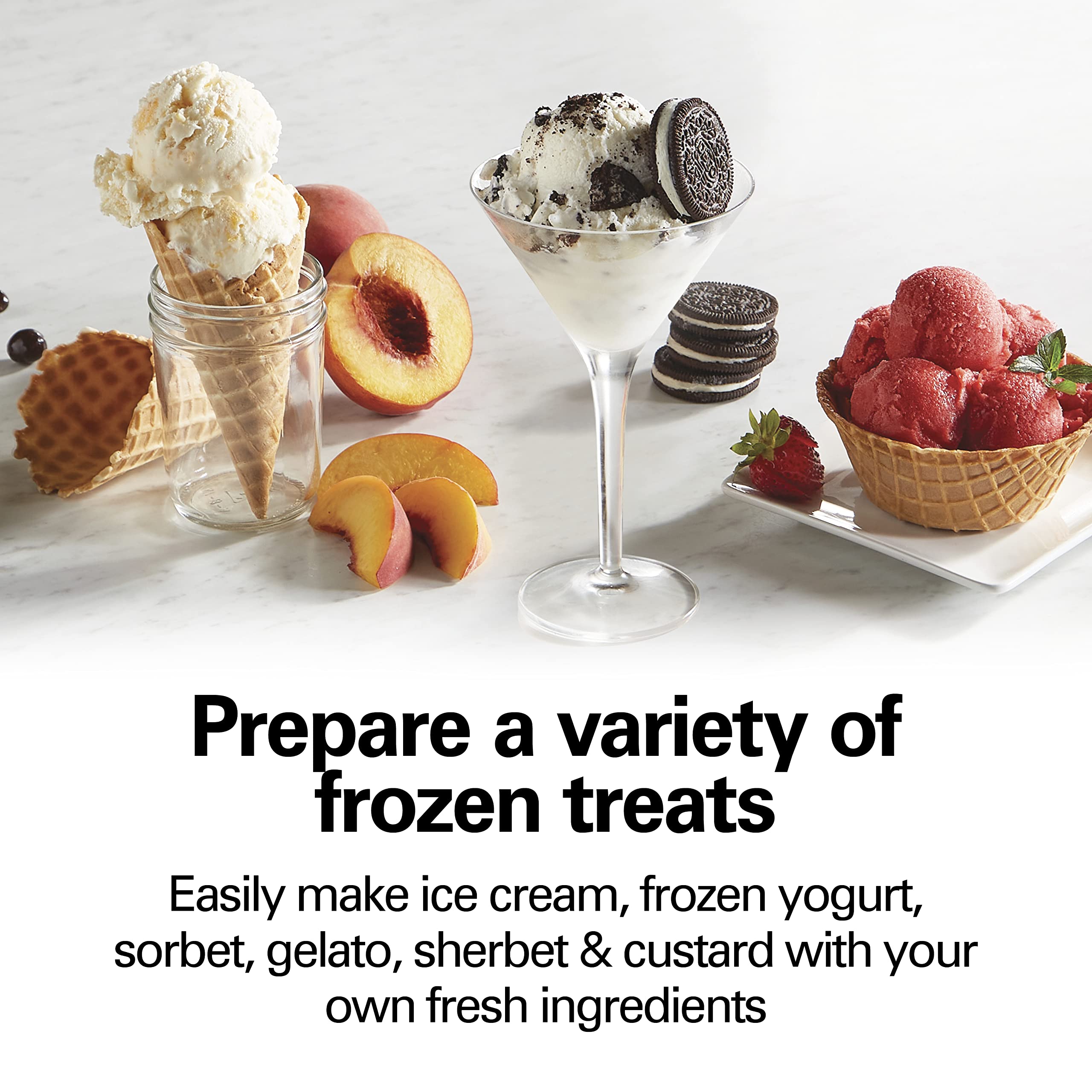 Hamilton Beach 4 Quart Electric Ice Cream Maker - Automatic Frozen Yogurt, Custard, Sorbet, Gelato & Sherbet Machine (White, Model 68330N) | Perfect for Home Desserts, Parties & Summer Treats