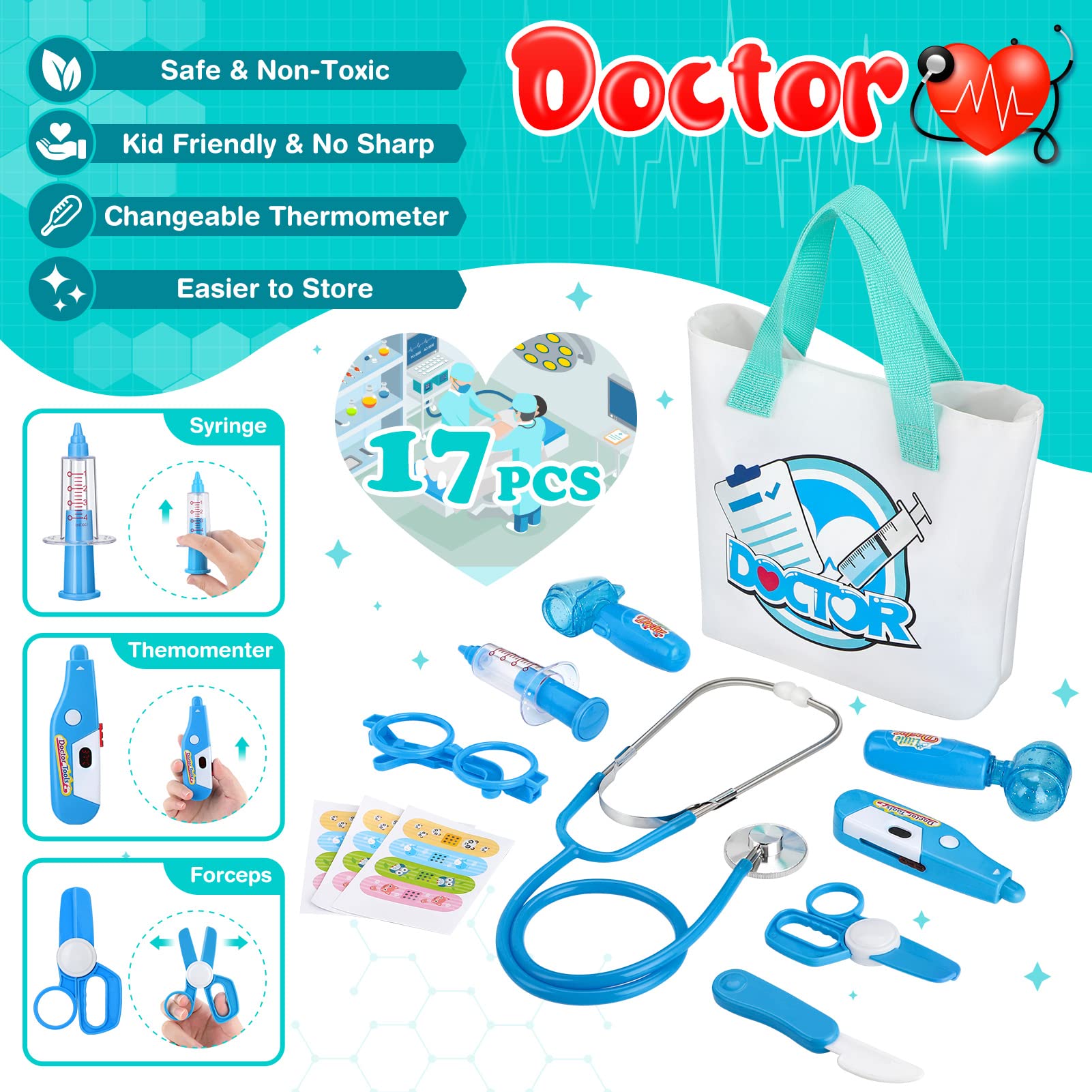 Kids Doctor Costume Set with Scrubs & Accessories - Halloween Dress Up for Toddlers & Children - Perfect for Role Play, Pretend Play & Costume Parties