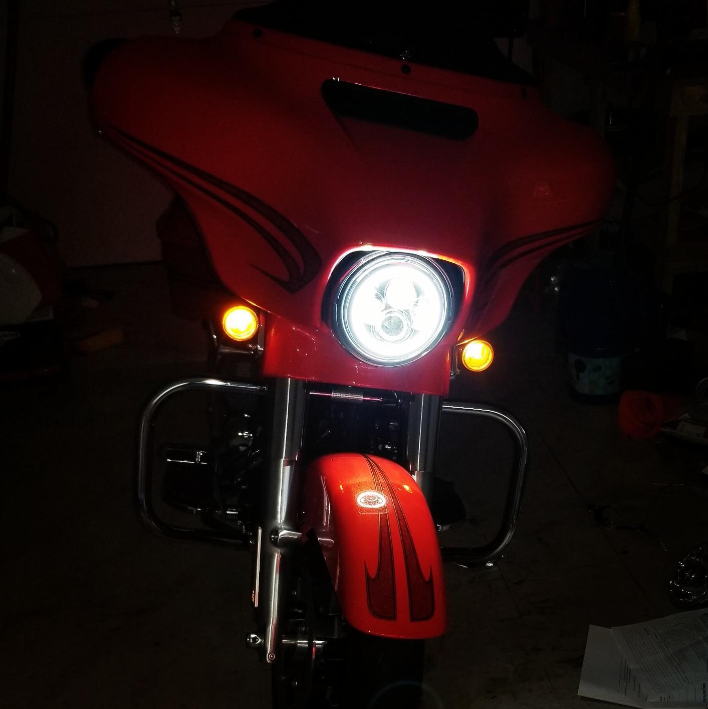 Eagle Lights 7 LED Headlight with Halo Ring for Harley Davidson & Indian Motorcycles - Chrome Kit - High Visibility for Night Riding & Custom Bike Builds