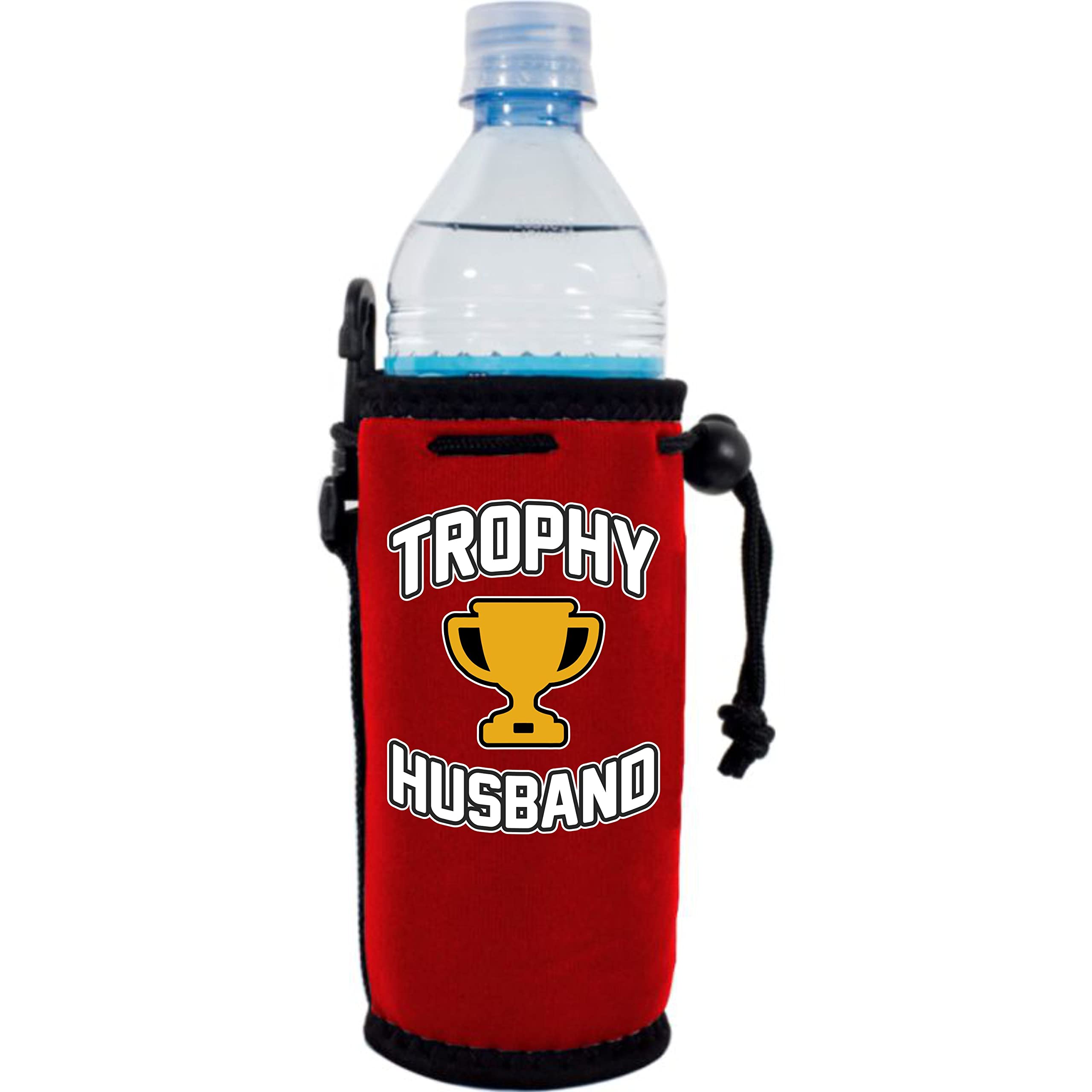 Best Trophy Husband Water Bottle Coozie (Red) - Funny Gift for Men, Boyfriend, Husband - Perfect for Parties, BBQ, and Outdoor Events