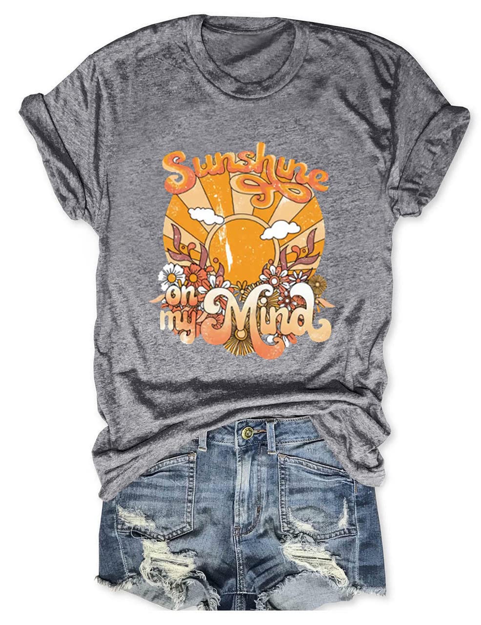 Funny Cute Letter Graphic Tee - Women's Casual Loose Short Sleeve Sunshine Shirt for Workout, Vacation & Summer | Perfect for Beach Outings, Gym Wear & Casual Everyday Style