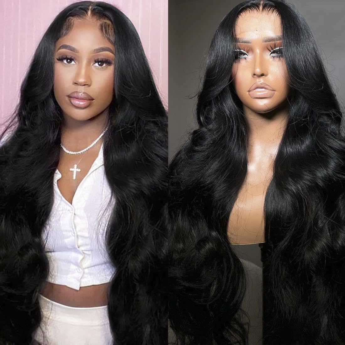 32 Inch Body Wave Lace Front Wigs Human Hair - Transparent 13x4 Lace Frontal Wig 180% Density - Pre Plucked with Baby Hair for Black Women - Perfect for Daily Wear, Parties & Special Occasions