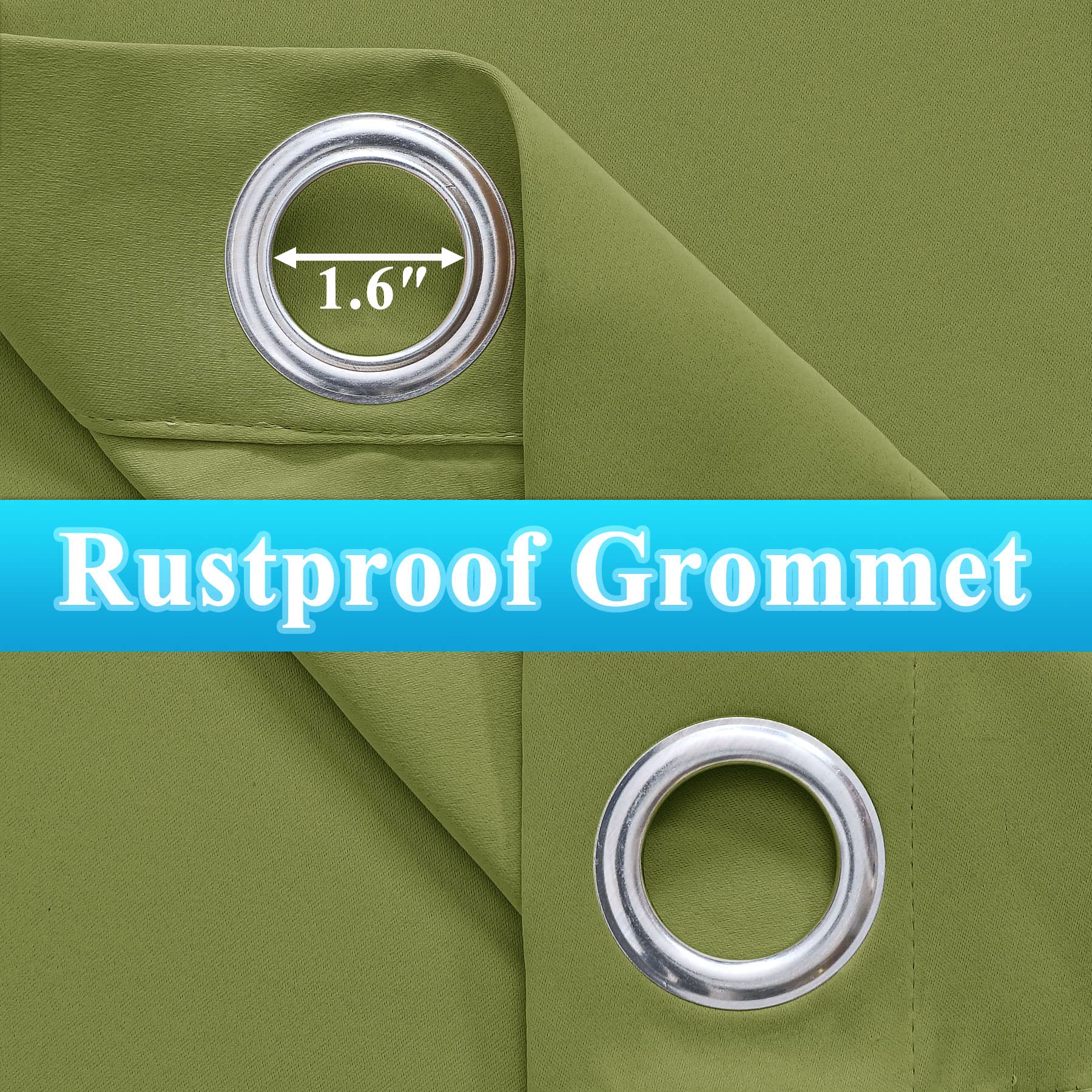 Frelement Waterproof & Heat Insulated Outdoor Curtains - Olive 100