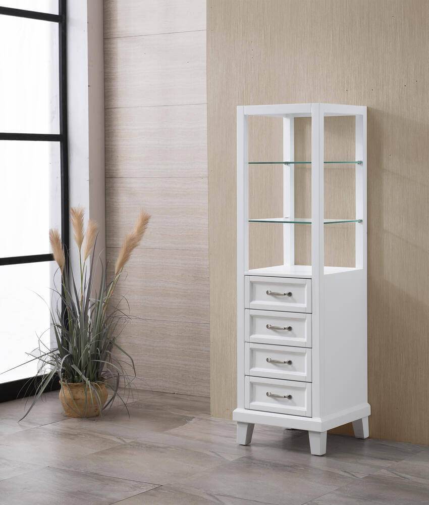 White Linen Cabinet 18W x 18D x 60H - Modern Storage Solution for Bedroom, Living Room & Office Organization