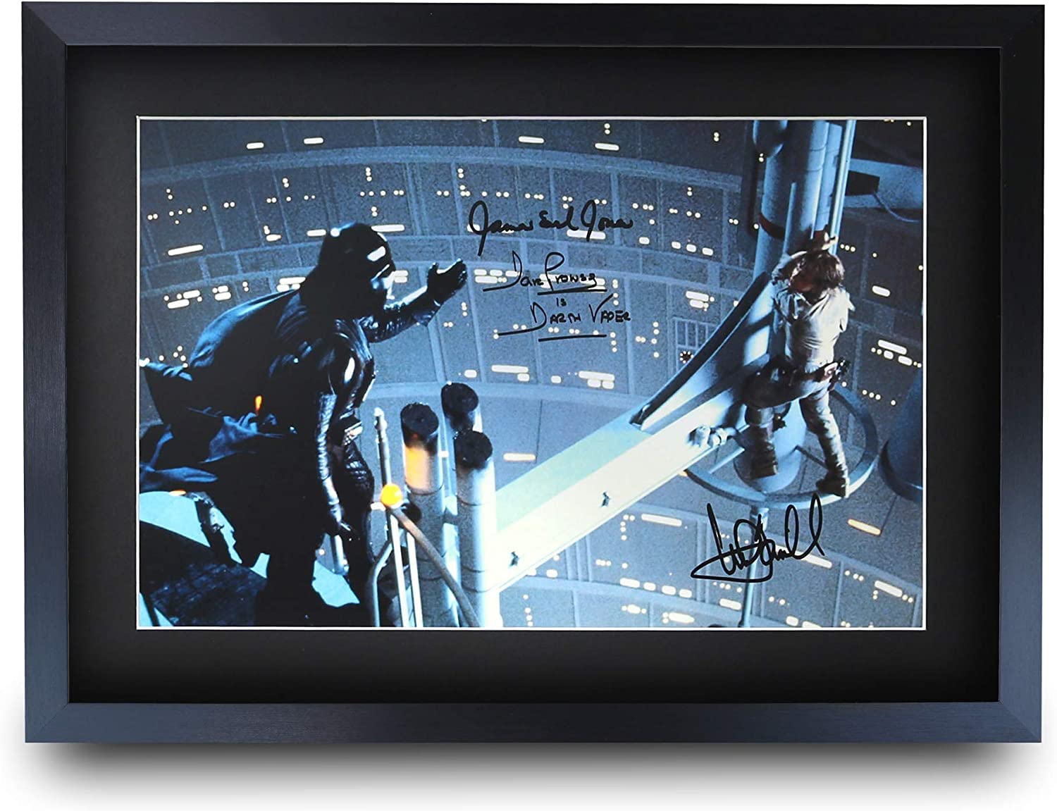 Star Wars Darth Vader & Luke Skywalker 16x12 Inch Framed Poster - Autographed Movie Memorabilia for Fans - Perfect for Home Theater, Office Decor & Gift for Sci-Fi Collectors