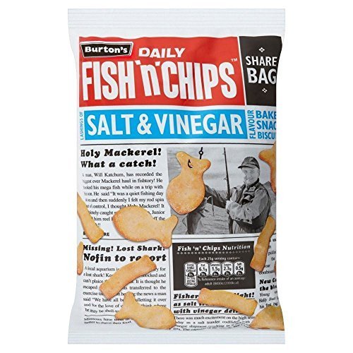 Burton's Fish & Chips Salt Vinegar 125g - Crispy Snack for Parties & Travel