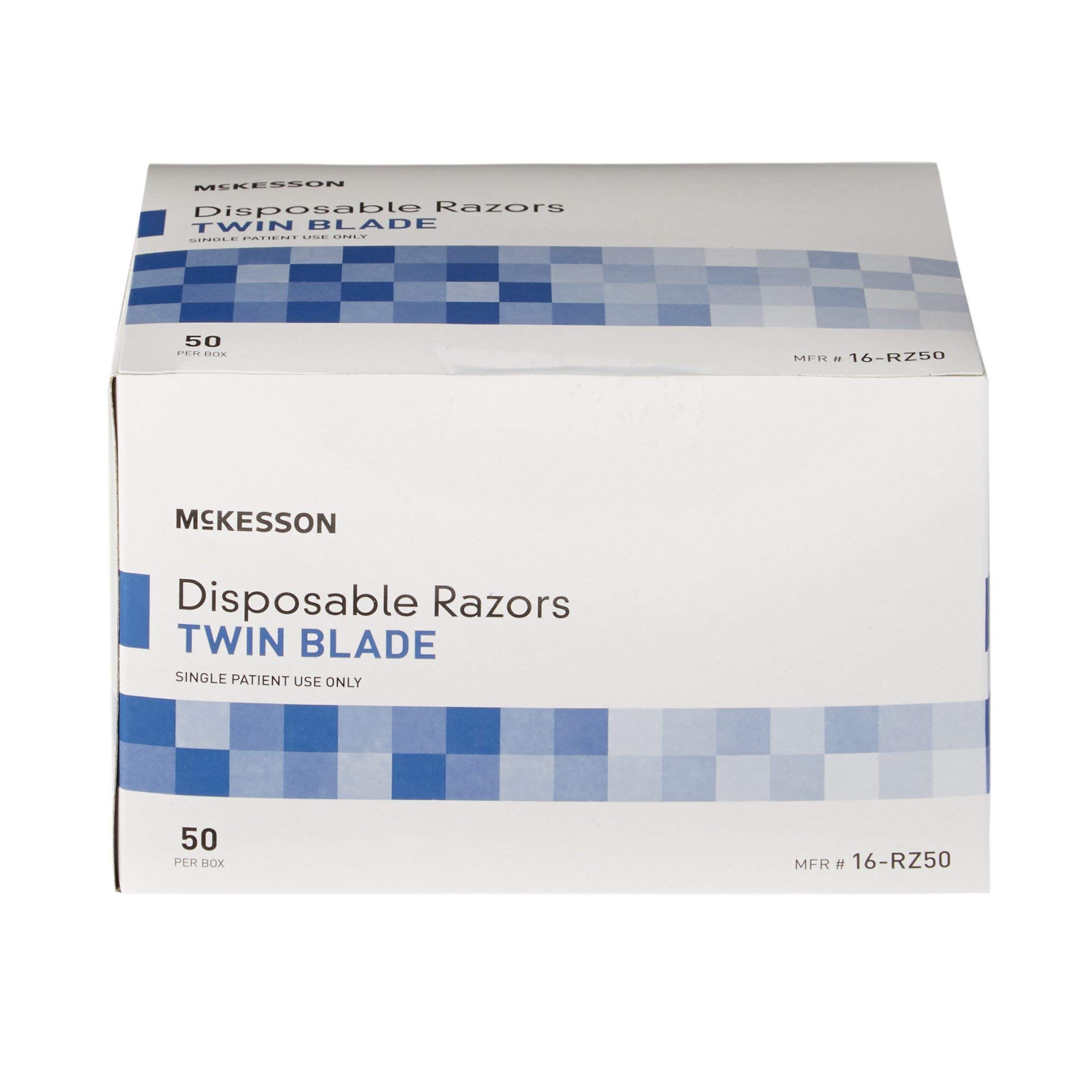 McKesson Disposable Razors 50 Pack - Twin Blade Stainless Steel Shaving Razors for Men & Women | Bulk Blue Razors for Travel, Gym & Everyday Use
