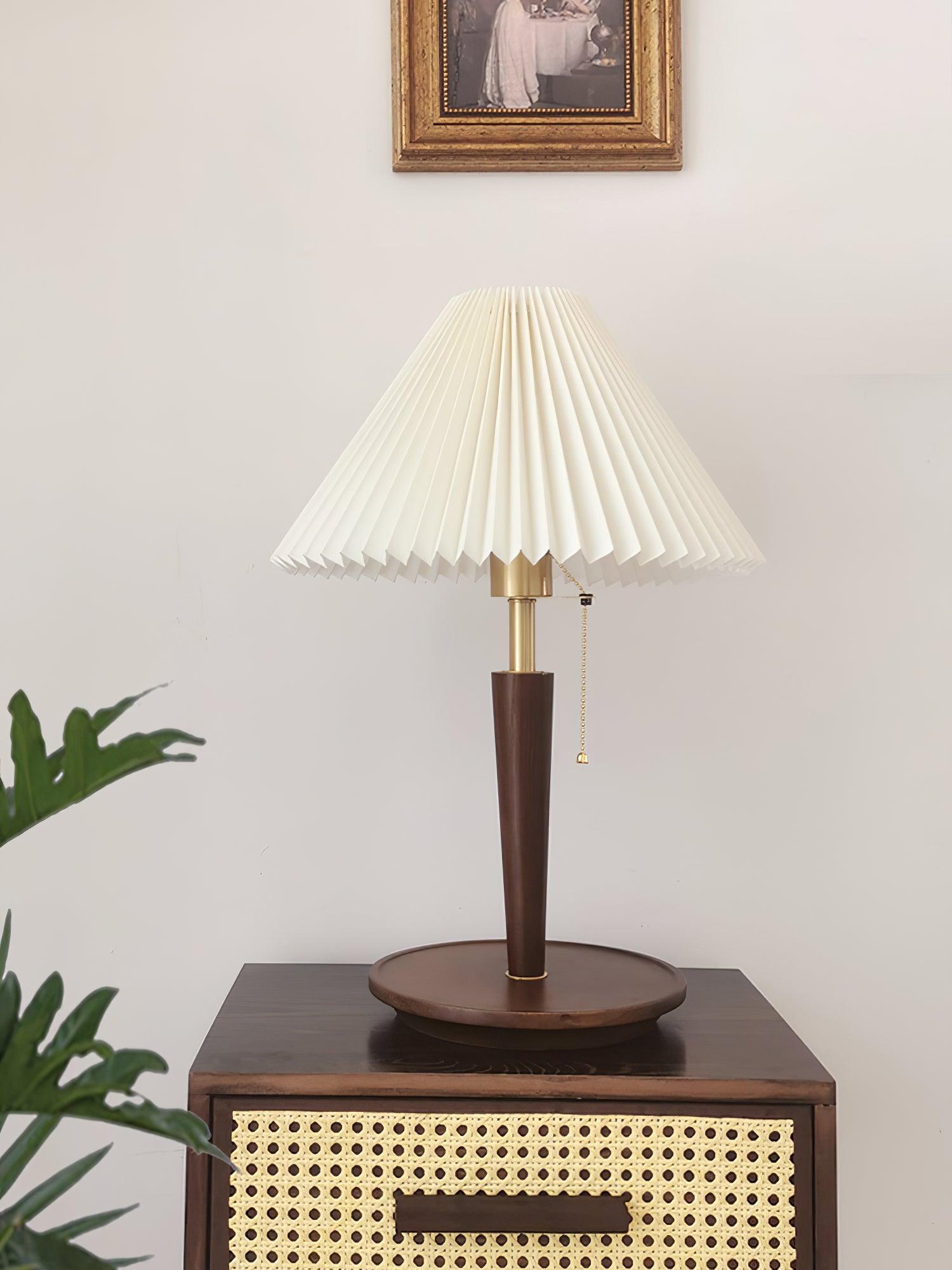 Elegant Cone Pleated Fabric Table Lamp - Modern Home & Office Lighting for Bedroom, Living Room, and Study Desk Decor
