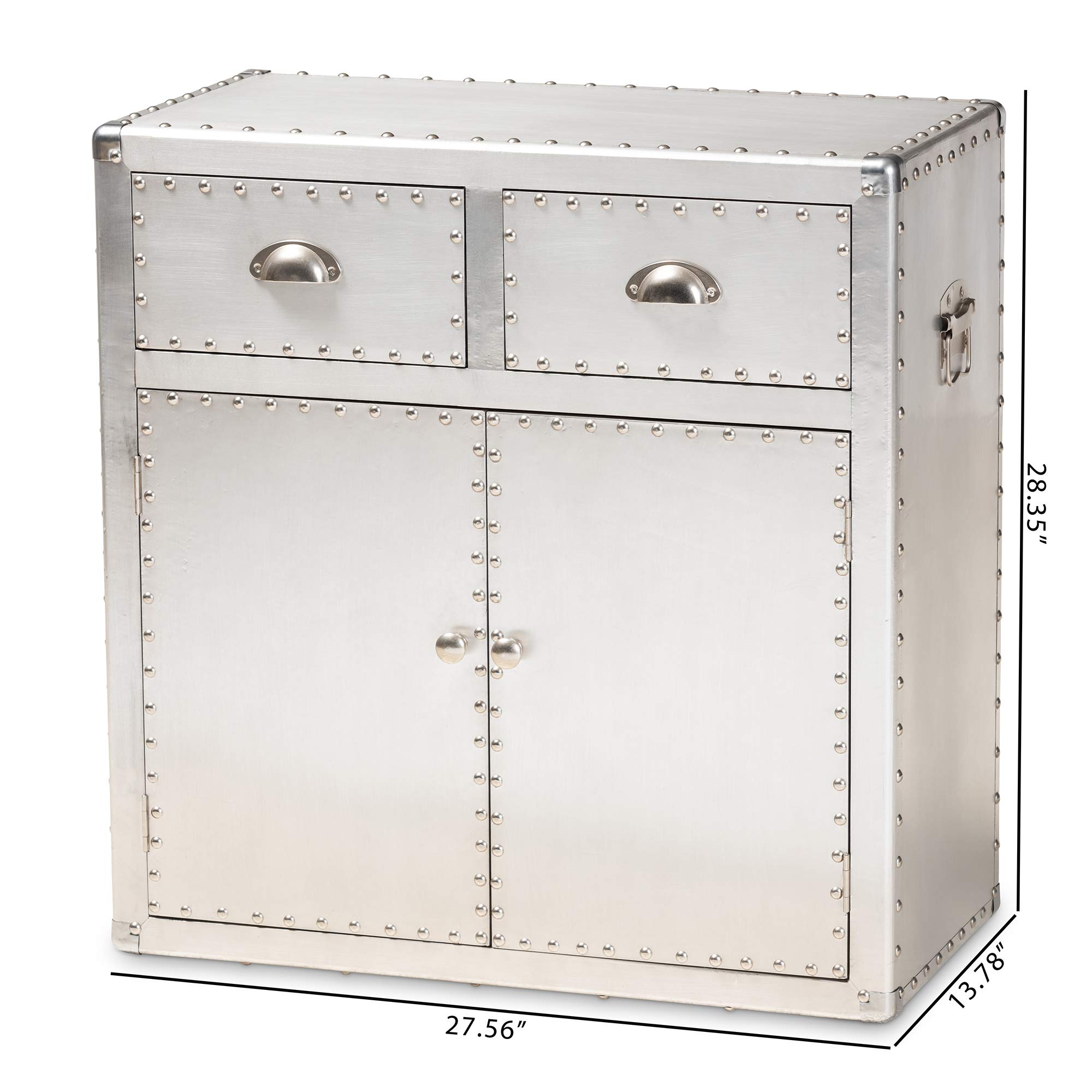 Baxton Studio Silver Multipurpose Shelving & Storage Cabinet - Modern Home Office, Living Room, or Garage Organizer