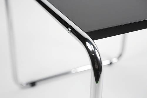 Marcel Breuer Small Laccio Table - Mid-Century Modern Side Table for Living Room, Bedroom & Office - Compact Design with Chrome Frame & Glass Top
