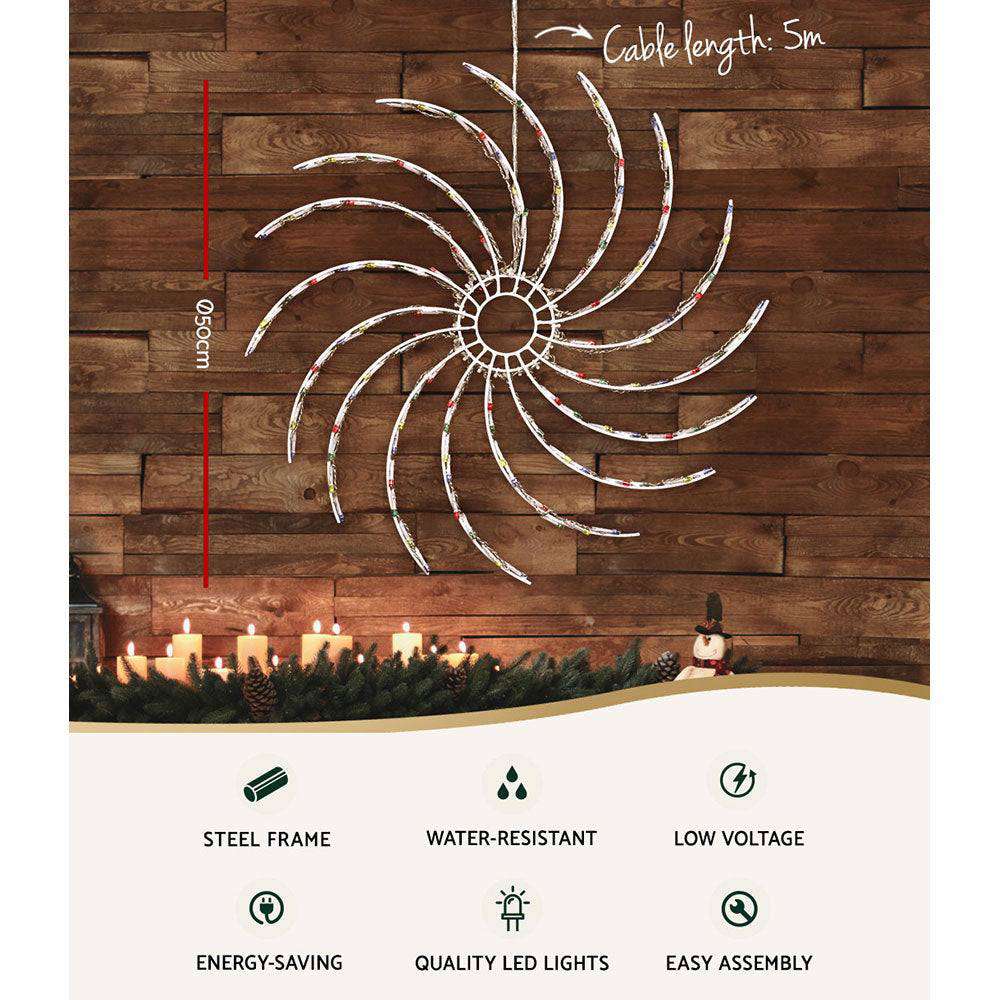 128 LED Christmas Lights 0.5M Spin Motif Decorations - Waterproof Fairy String Lights for Indoor Outdoor Holiday Party Tree Wedding Decorations