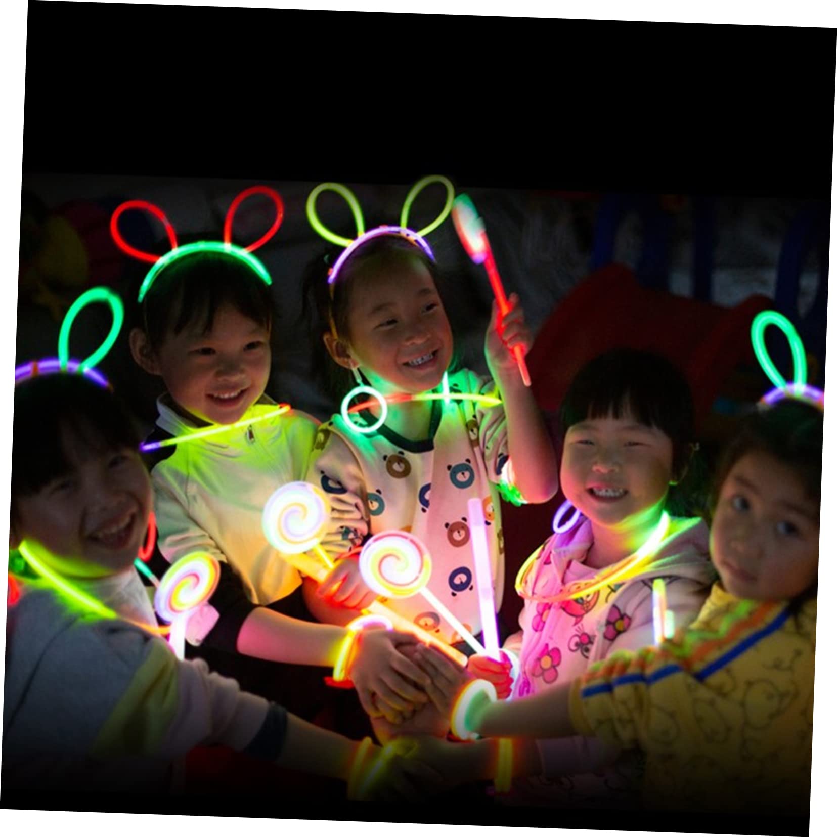 Abaodam 12-Piece Glow Stick Party Pack - Neon Light Up Bracelets, Glow Glasses & Lollipop Toys for Kids - Perfect for Birthday Parties, Raves, Concerts & Night Events
