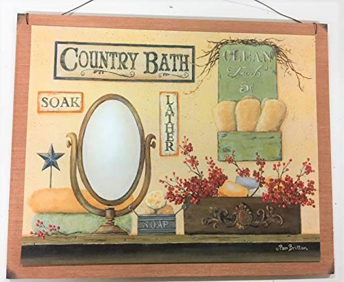 Rustic Wooden Bathroom Wall Art - Towel & Mirror Decor for Cozy Home
