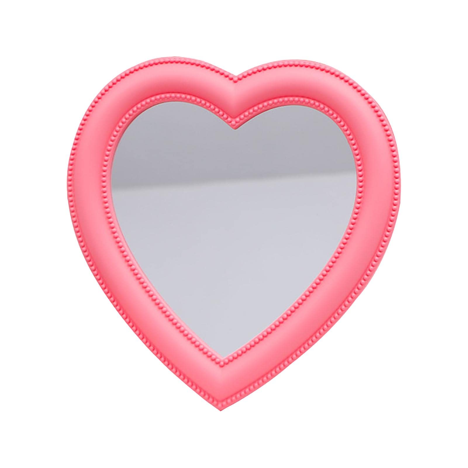 Faddare Heart Shaped Vanity Mirror - Pink Vintage Makeup Mirror with Stand, Aesthetic Desktop Cosmetic Mirror for Women & Girls | Perfect for Bedroom Decor, Dressing Table & Gift Giving