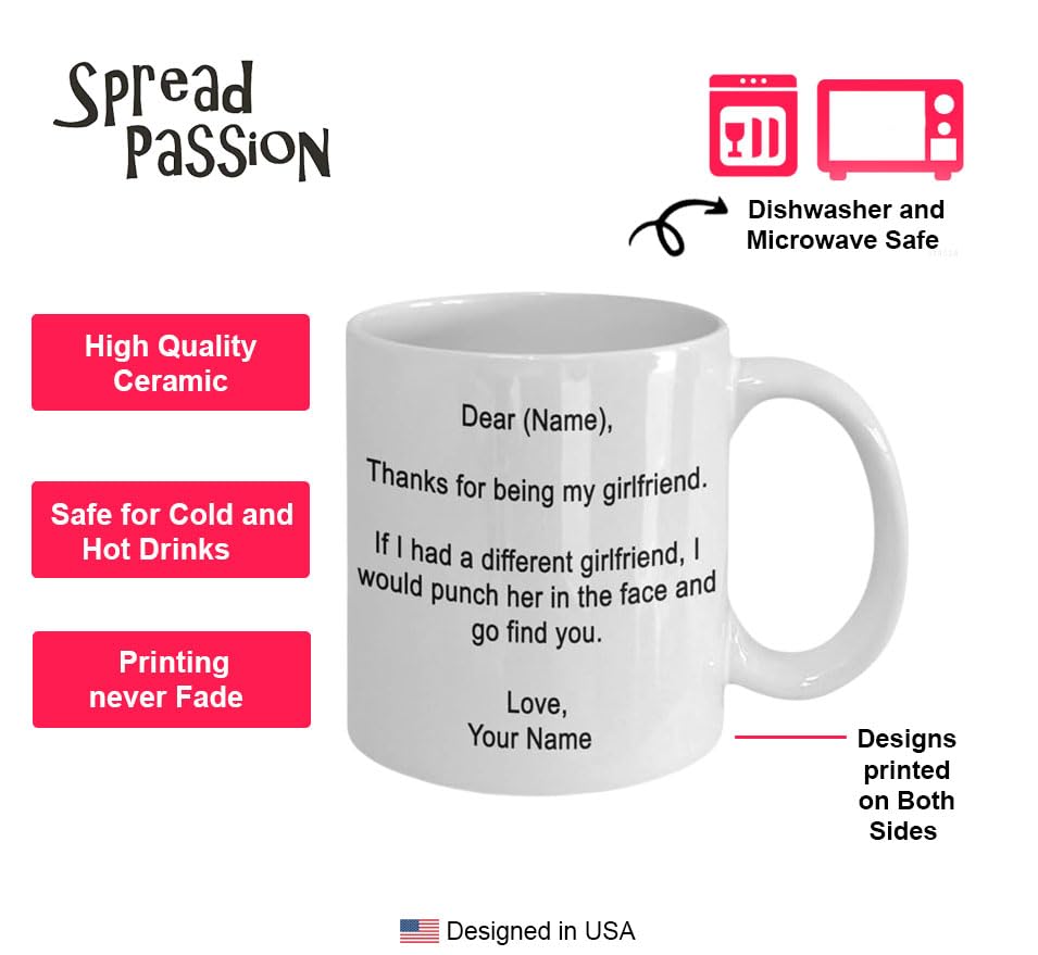 Personalized Girlfriend Coffee Mug - Custom Name & Photo Gift for Her - Perfect for Valentine's Day, Anniversary & Birthday - Ideal for Home, Office & Romantic Surprises